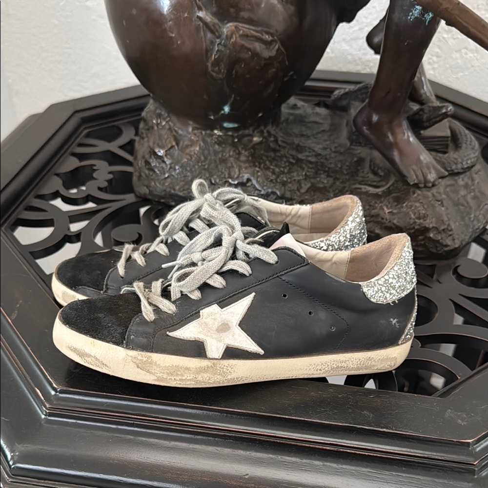 Golden Goose Black and Silver Sneakers